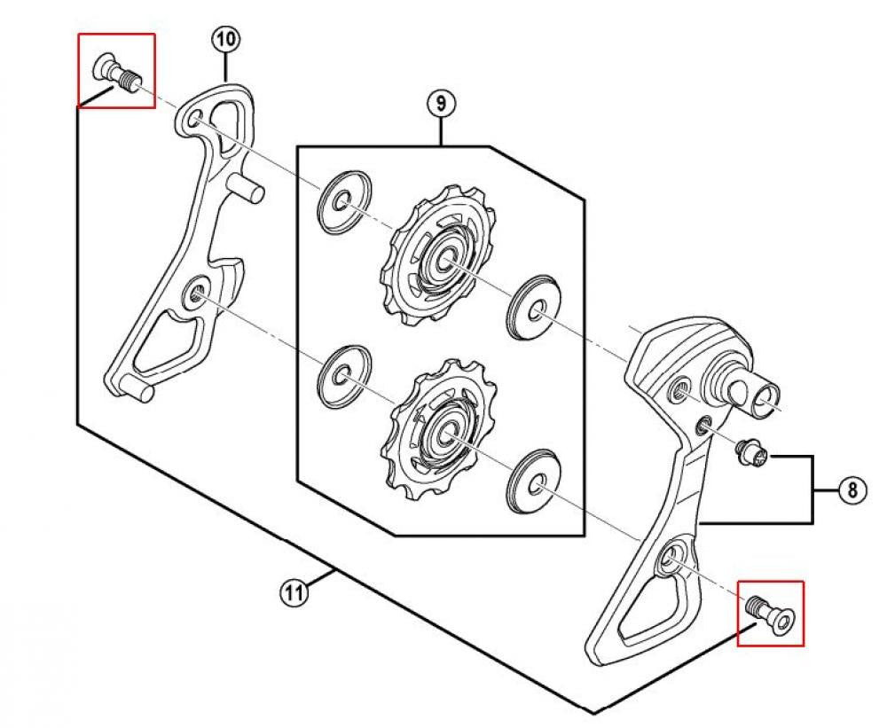 SHIMANO Schaltrollenschrauben für RD-9000 Befestigungsschraube - 2 Stück