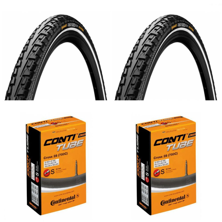Set aus 2 Continental RIDE TOUR Reifen 32-622 und 2 Cross 28 Schläuchen für 28 Zoll Trekkingräder