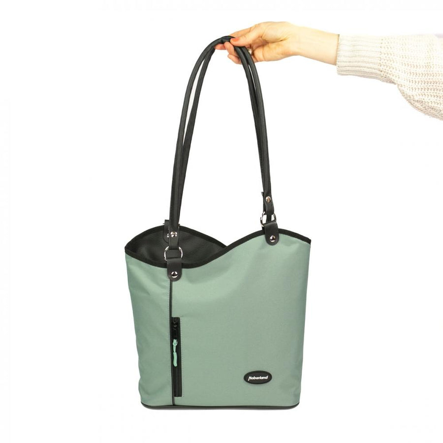 Haberland Lenkertasche Melanie salbei/schwarz - clevere Rucksack-Lenkertasche für Alltag und Tour