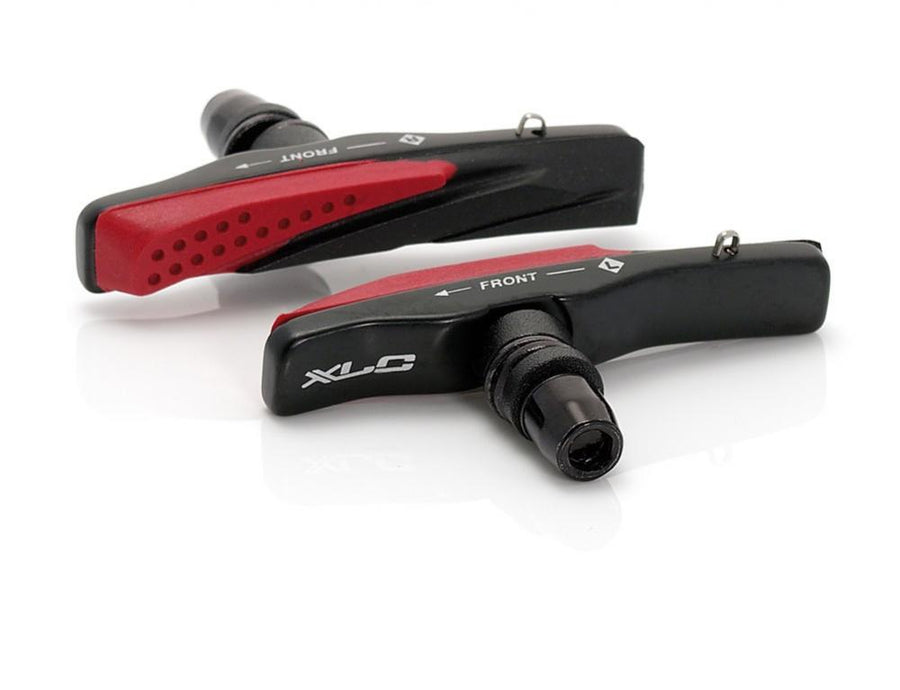 XLC V-Brake Bremsschuhe BS-V03 schwarz-rot 72mm 4er Set mit 2-Komponenten Cartridge-System für Fahrräder