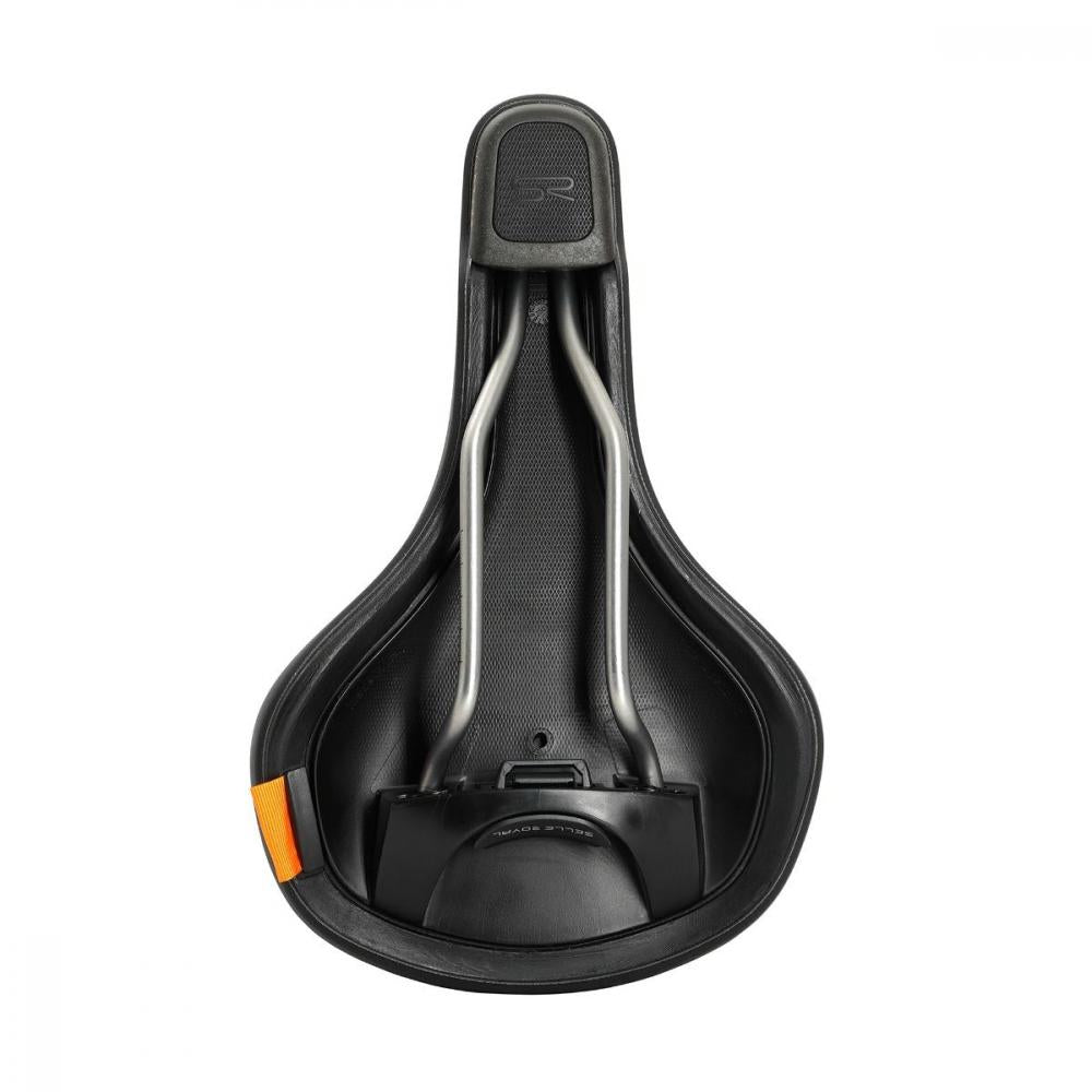 Selle Royal Explora Moderate Fahrradsattel mit Royalgel von unten, ergonomischer Trekking Sattel für 60° Sitzposition.
