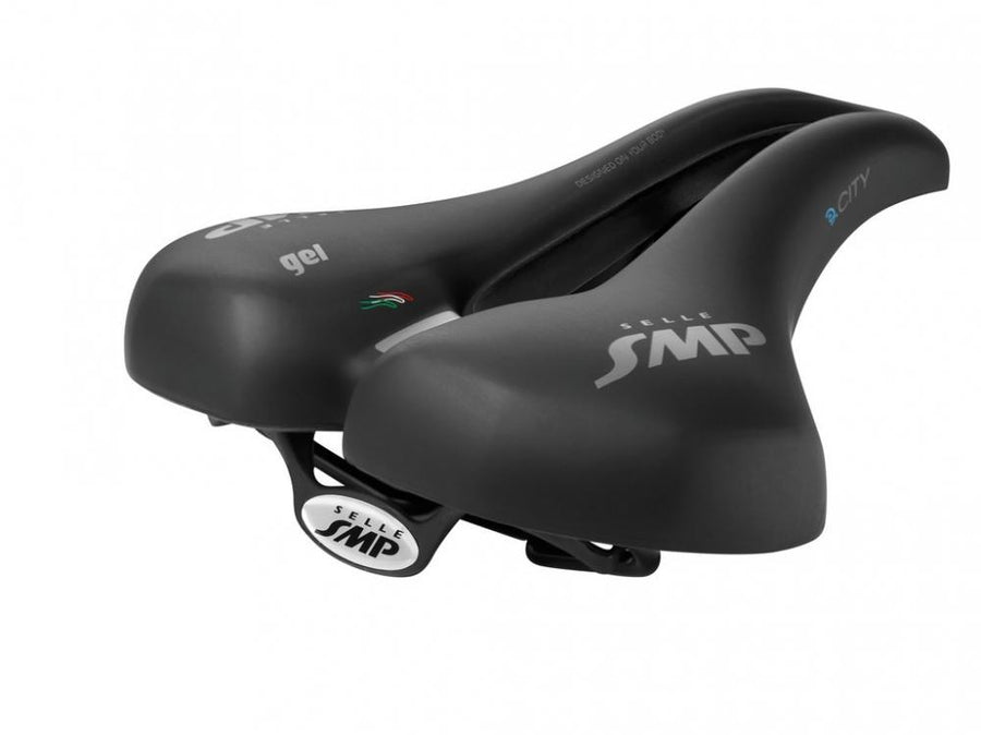 Ergonomischer Selle SMP E-City Gel Sattel in Schwarz für E-Bikes, komfortabel, breite Sitzfläche, Unisex Fahrradsattel.