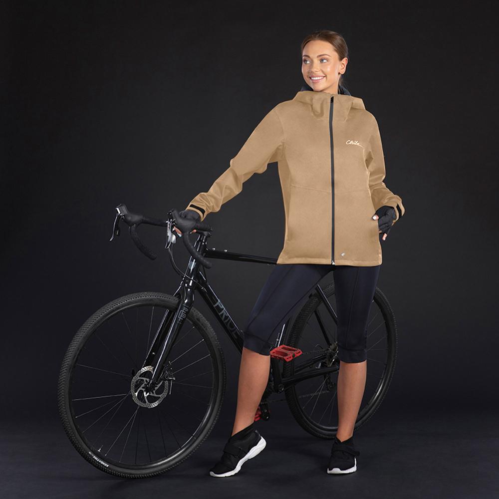 CHIBA Rainjacket Damen - 100% wasserdicht, winddicht & atmungsaktiv, 3XL, beige