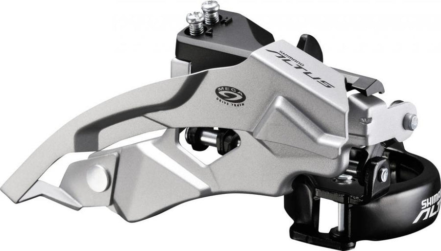 SHIMANO ALTUS FD-M370 3-fach Umwerfer (MTB/Trekking) Dual-Pull. Präzise Frontschalt-Performance, silber/schwarz.