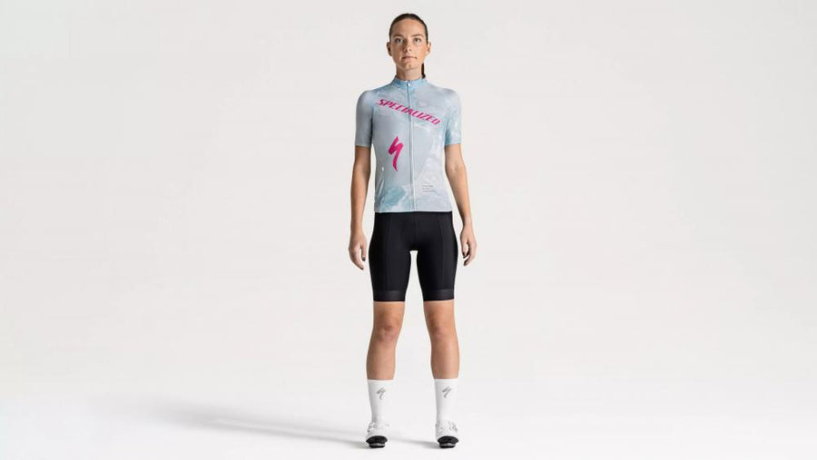 FOUNDATION Graphic Jersey Damen Kurzarm - Sea/Rblpnk Focal - Größe XL - Radtrikot kurzarm