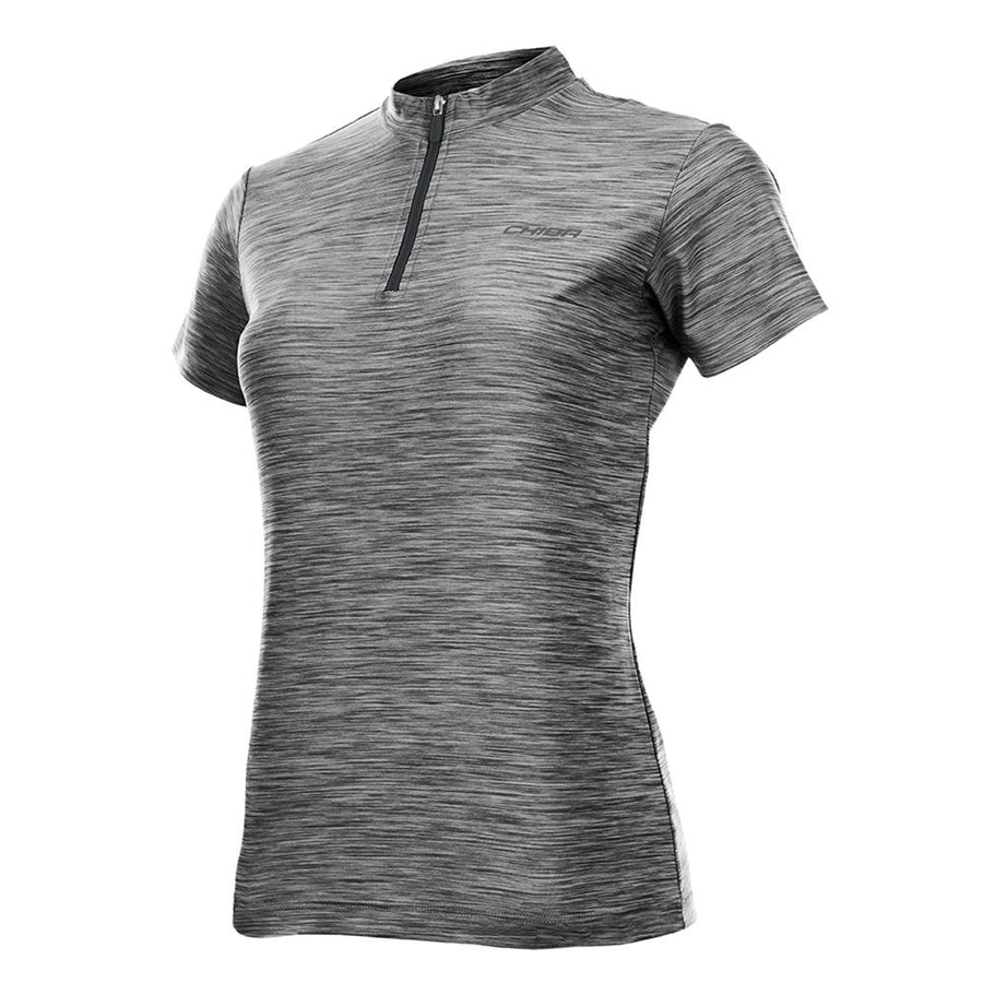 CHIBA Lady Melange Shirt - Radsport-Trikot hellgrau XS, atmungsaktiv, 3 Rückentaschen