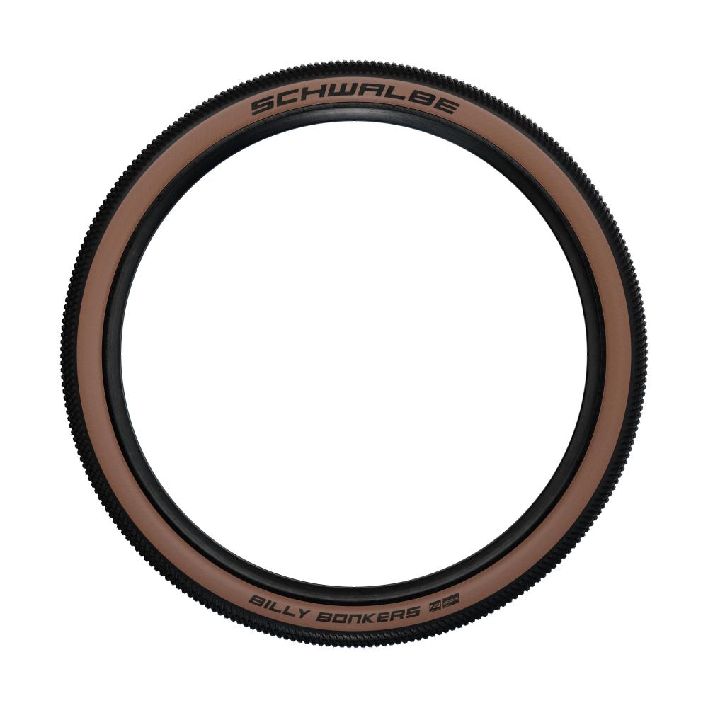 Schwalbe Billy Bonkers 26x2.10 leichter Drahtreifen mit braunen Seitenwänden.