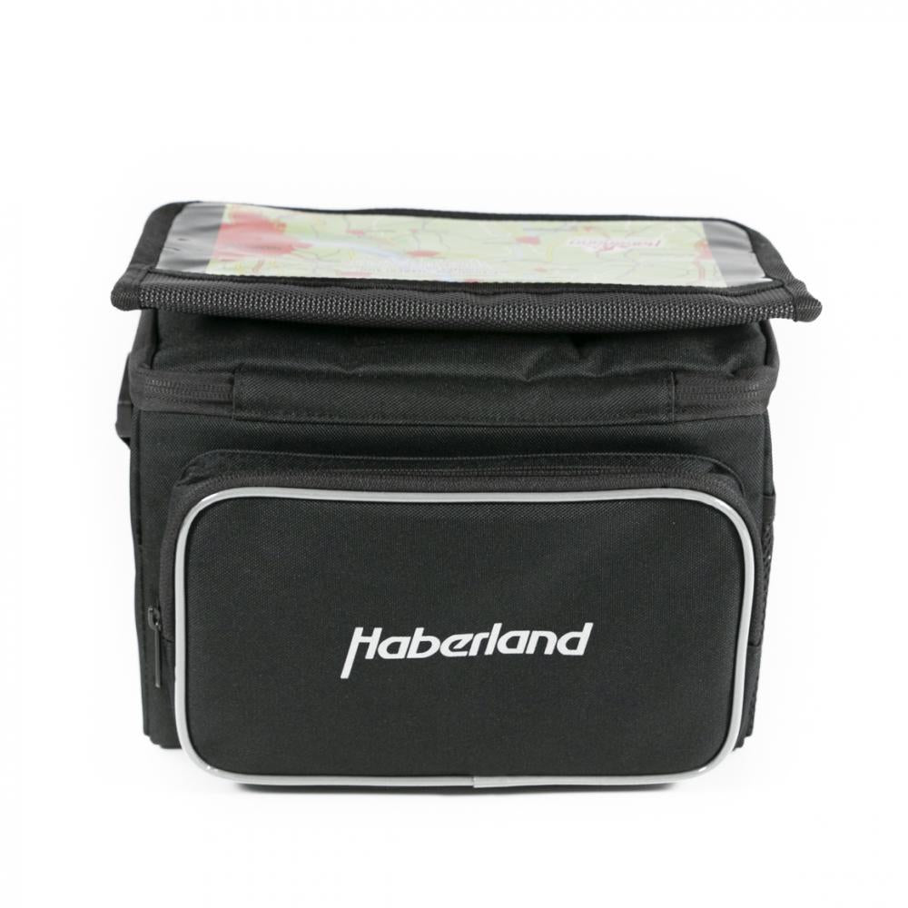 Haberland Lenkertasche 6l Classic schwarz mit KLICKfix, praktische Fahrradtasche für Karten und Zubehör.