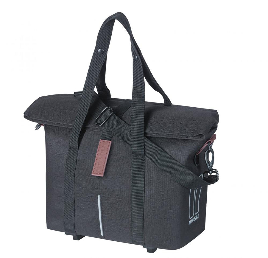 Basil City MIK 2.0-KF-Hook Einzeltasche 11 Liter - wasserabweisende Fahrrad-Handtasche mit MIK- & Klickfix-Adapterplatte, Reflektor, 19x30,5x26,5 cm