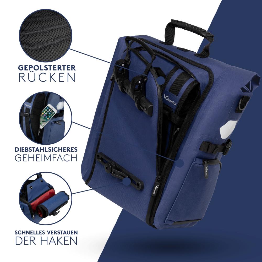 Valkental Rucksack ValkPro 3in1 Fahrradtasche blau