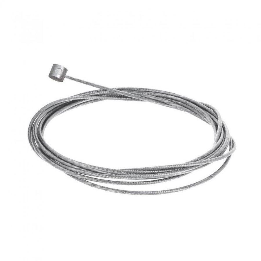 Silberner capgo BL Edelstahl Bremsinnenzug Shimano MTB 2000mm, aufgerollt mit Tonnenkopf