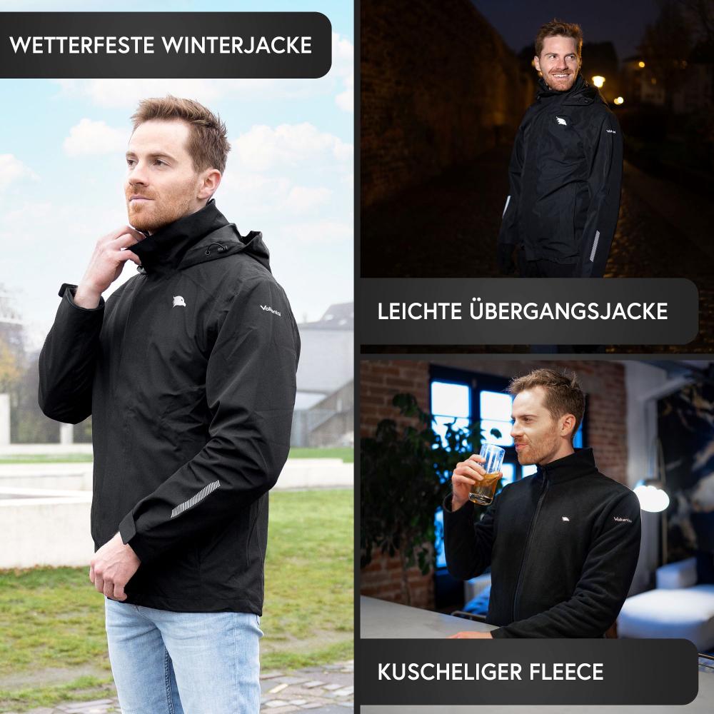 Valkental Jacke 3in1 Smart Jacket wasserdichte Jacke mit Fleece Zipp-In Herren XXL schwarz