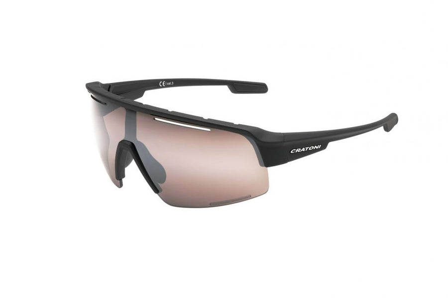 Cratoni Sonnenbrille C-Matic COLOR+Sport sw rubber,Glas amber silber verspiegelt