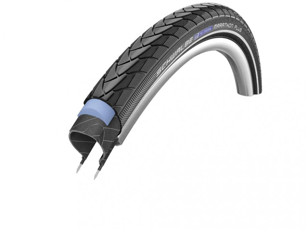 Schwalbe Marathon Plus Drahtreifen 28x1.40 (37-622) Reflex E-50 im Querschnitt mit Pannenschutzschicht.