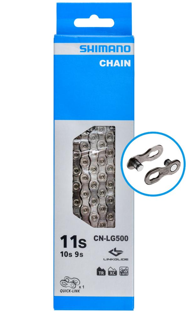 Shimano Linkglide CN-LG500 Kette für E-Bikes, 9/10/11-fach, 126 Glieder, langlebiger Antrieb mit Quick-Link.