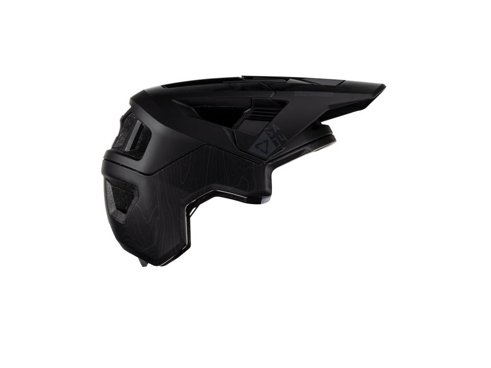 Schwarzer Leatt MTB All Mountain 4.0 Stealth Fahrradhelm, Größe S, von der Seite.