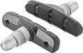 Zwei schwarze Shimano V-Brake-Bremsschuhe S65T mit Befestigungsschrauben für zuverlässige Bremsleistung.