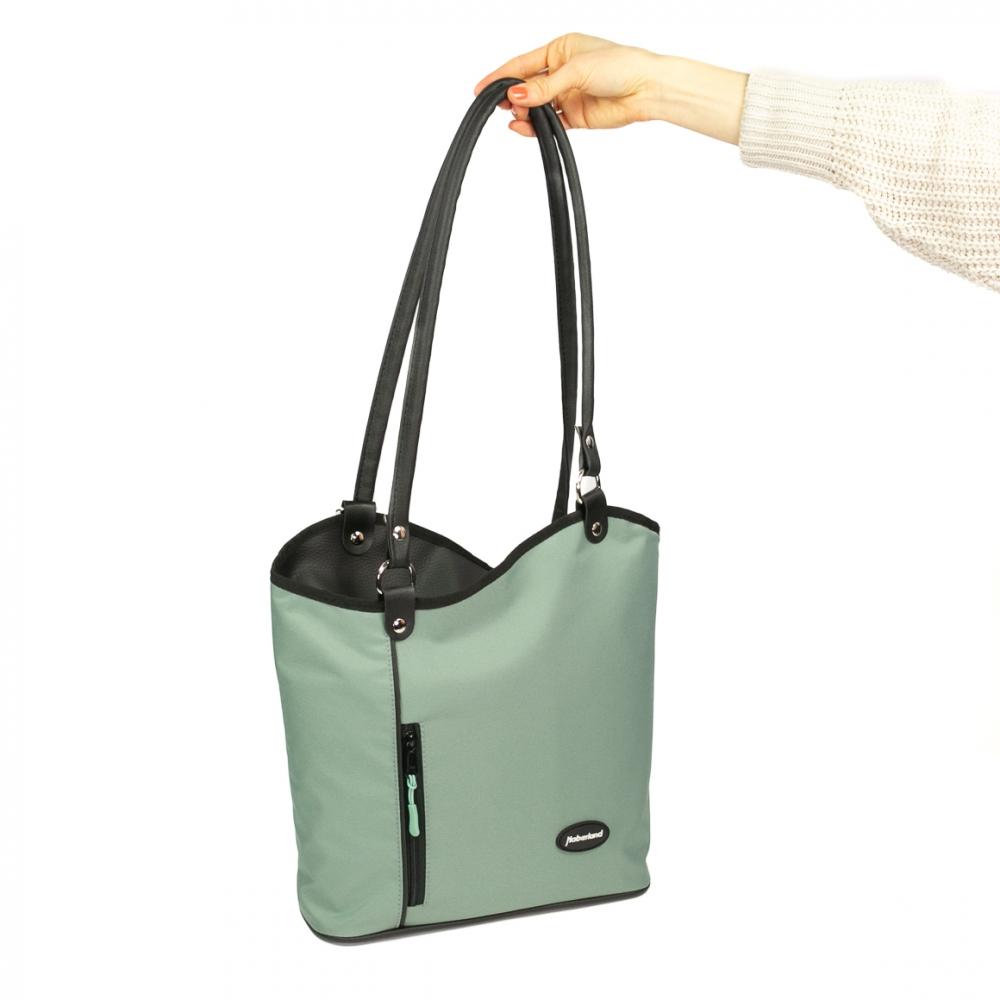 Haberland Lenkertasche Melanie salbei/schwarz - vielseitige Rucksack-Lenkertasche mit KLICKfix