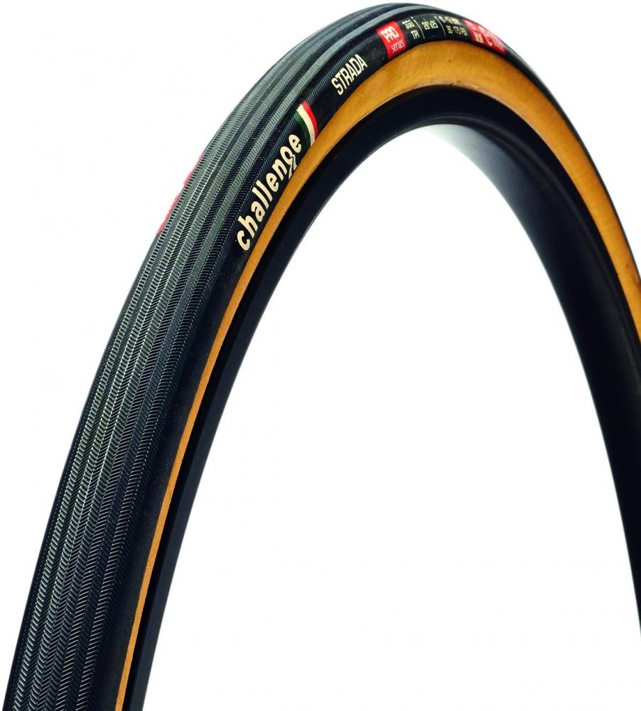 Challenge Road-Reifen Strada Pro Handmade Clincher 25-622 Schwarz/braun - schneller Komfort-Rennradreifen