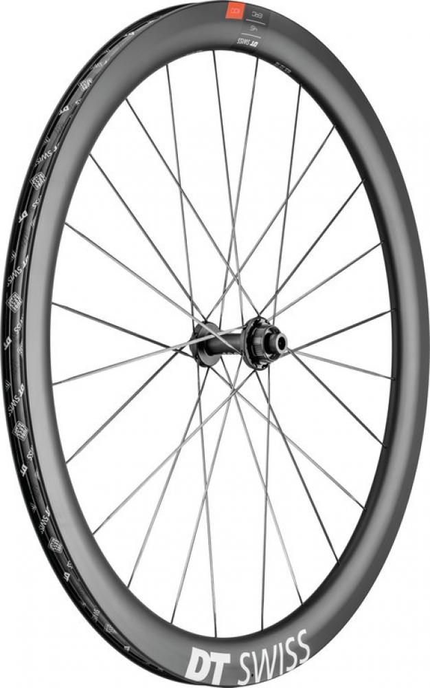 Schwarzes DT Swiss ERC 1100 DICUT Disc Aero Endurance Laufrad, 622 x 45 mm.