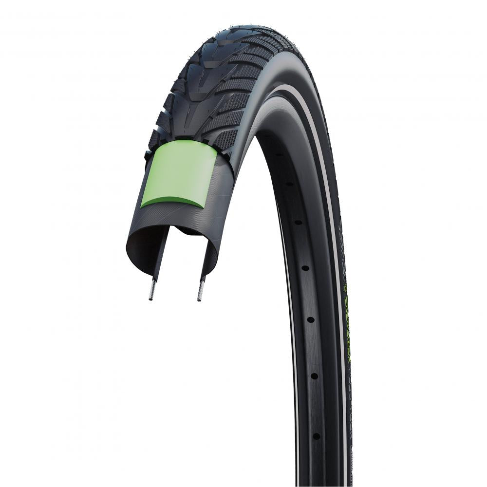 Schwalbe Energizer Plus E-Bike Reifen 40-622 Querschnitt mit ADDIX E GreenGuard Pannenschutz.