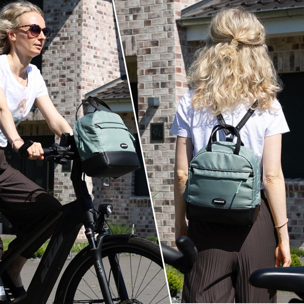 Haberland Rucksack-Lenkertasche Bella salbei/sw - flexible Lenker- und Rucksacktasche für E-Bikes