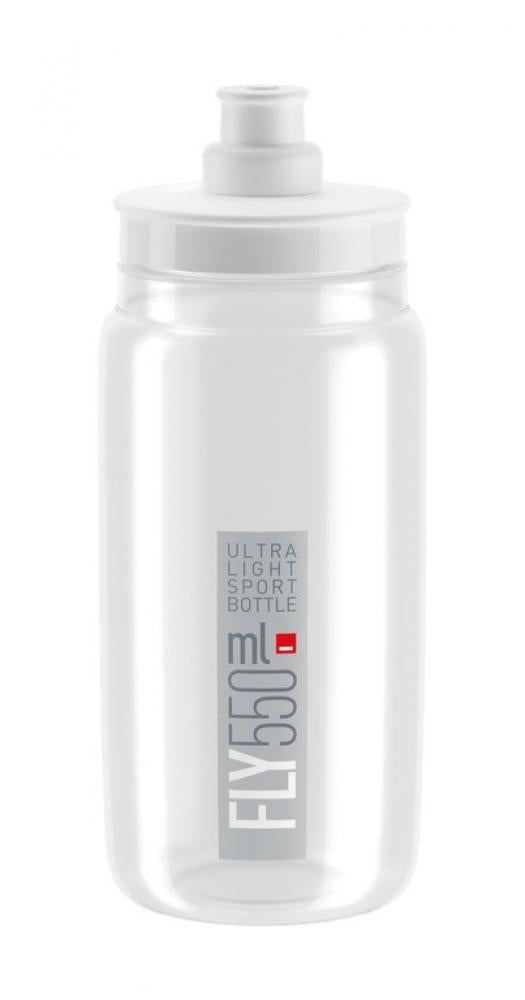 Elite Fly Trinkflasche 550ml klar grau, ultraleichte Fahrrad Sportflasche