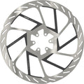 Silberne SRAM HS2 Centerlock 220mm Bremsscheibe mit Beschriftung für Fahrräder, auf weißem Hintergrund.