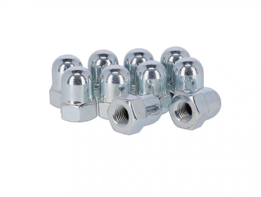 Fix Nippel Hutmutter VR, FG 7,9 mm, 6-kant, silber, 10er Pack  Hochwertige, silberne Hutmuttern für Vorderradachsen mit 7,9 mm Durchmesser, ideal für Fahrräder