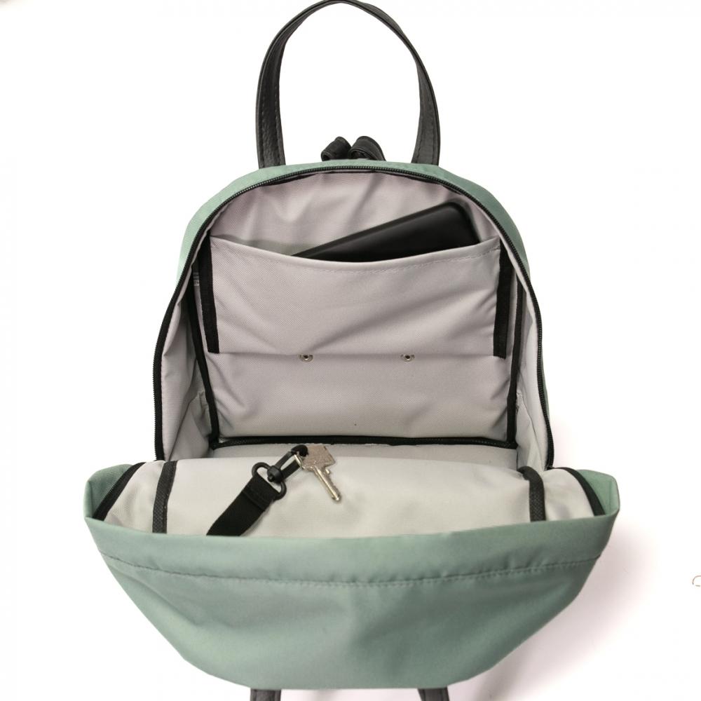 Haberland Rucksack-Lenkertasche Bella salbei/sw - flexible Lenkertasche & Rucksack in moderner Ausführung