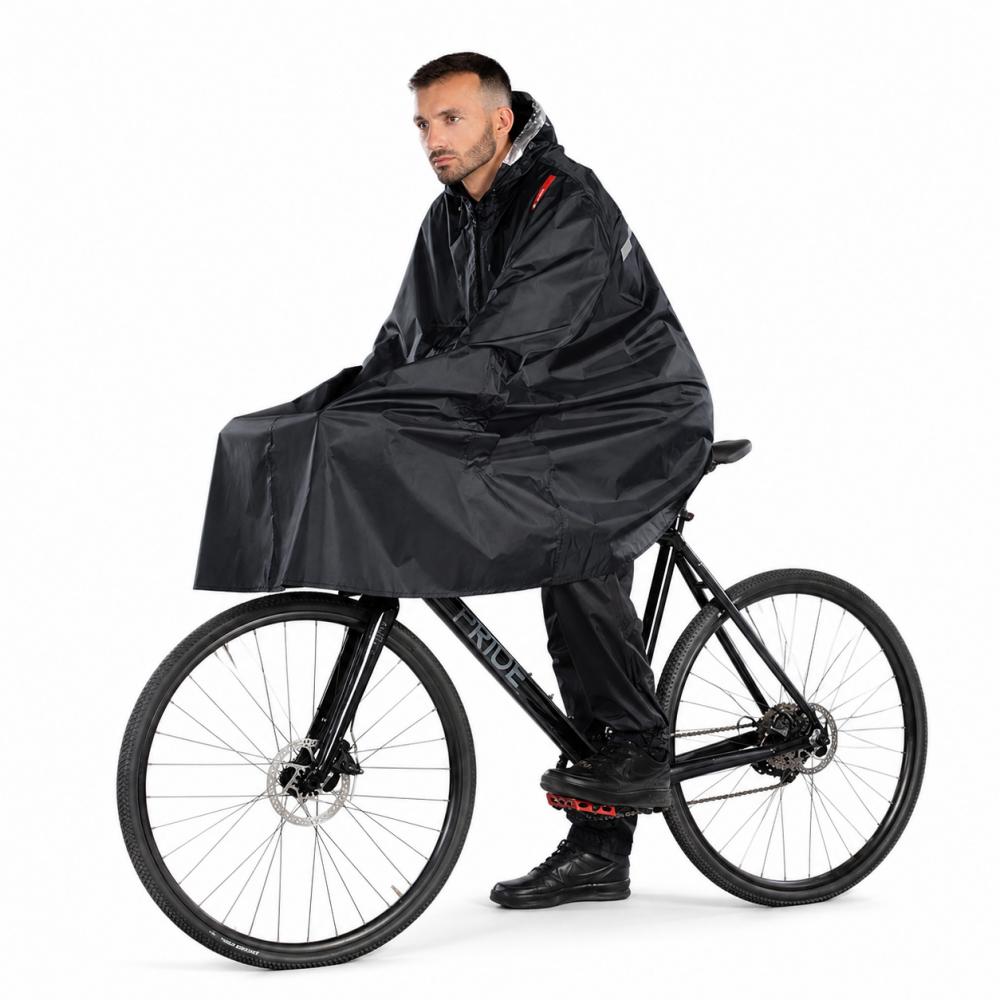 CHIBA Regenponcho - wasserdicht, winddicht, M/L, schwarz, reflektierend