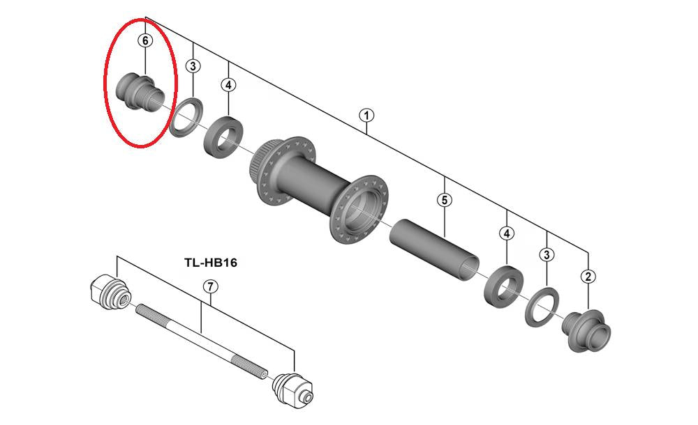 SHIMANO Achskappe HB-TC500-12 links 12 - präziser Abschluss für Vordernaben