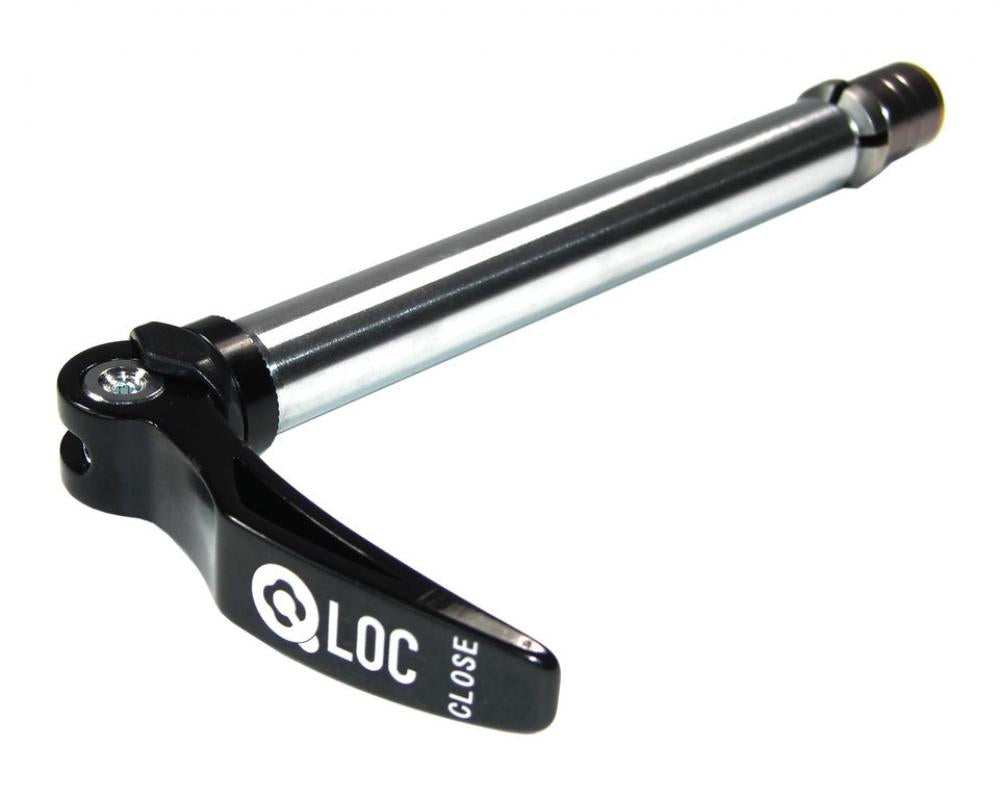 SR Suntour Q-LOC Steckachse 15mm 100mm für Trekking-Federgabeln mit schwarzem Schnellspannhebel.