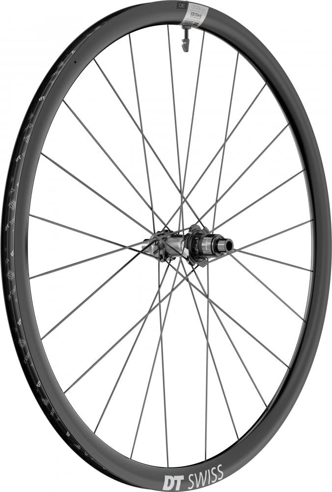 Schwarzes DT Swiss A 1800 SPLINE 29" Fahrrad-Disc-Laufrad, aerodynamisch und modern.