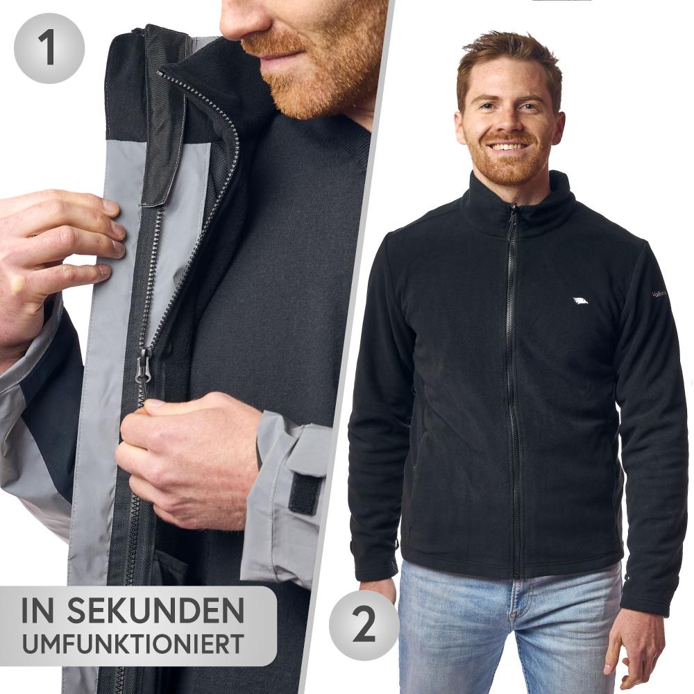 Valkental Jacke 3in1 Smart Jacket wasserdichte Jacke mit Fleece Zipp-In Herren 4XL grau