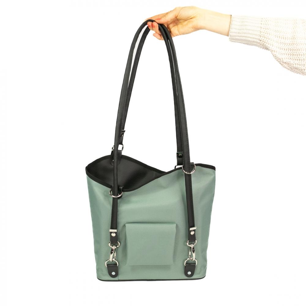 Haberland Lenkertasche Melanie salbei/schwarz - vielseitige Rucksack-Lenkertasche mit KLICKfix