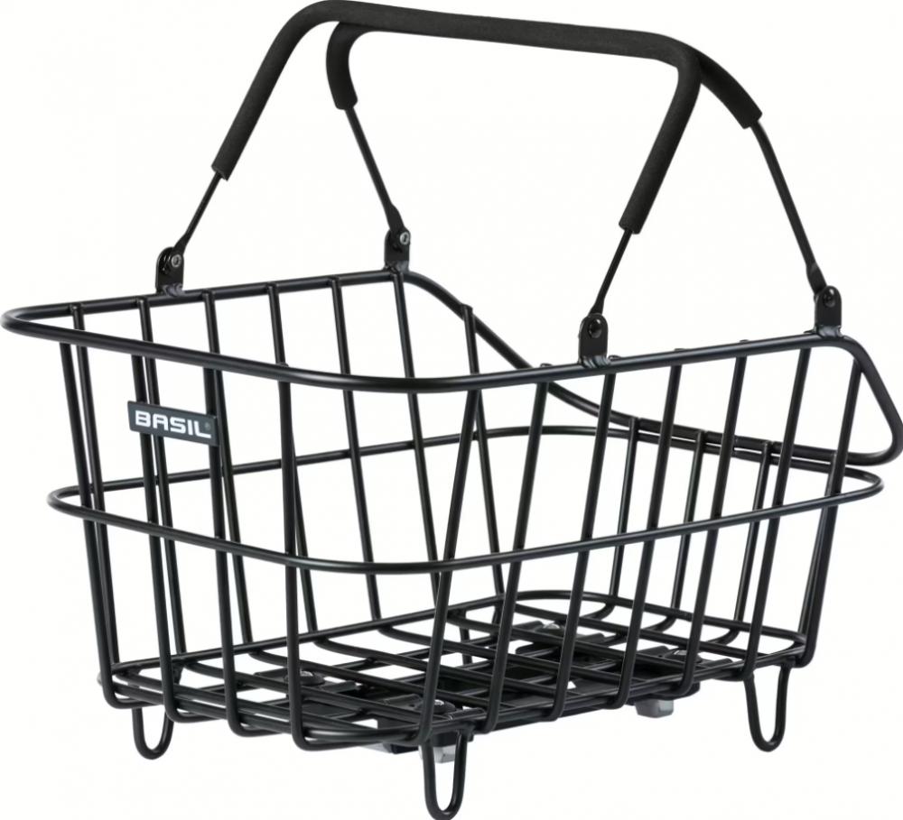 Basil Gepäckträgerkorb Cento Alu MIK 2.0 matt schwarz - Aluminium Heckfahrradkorb mit MIK-Adapter