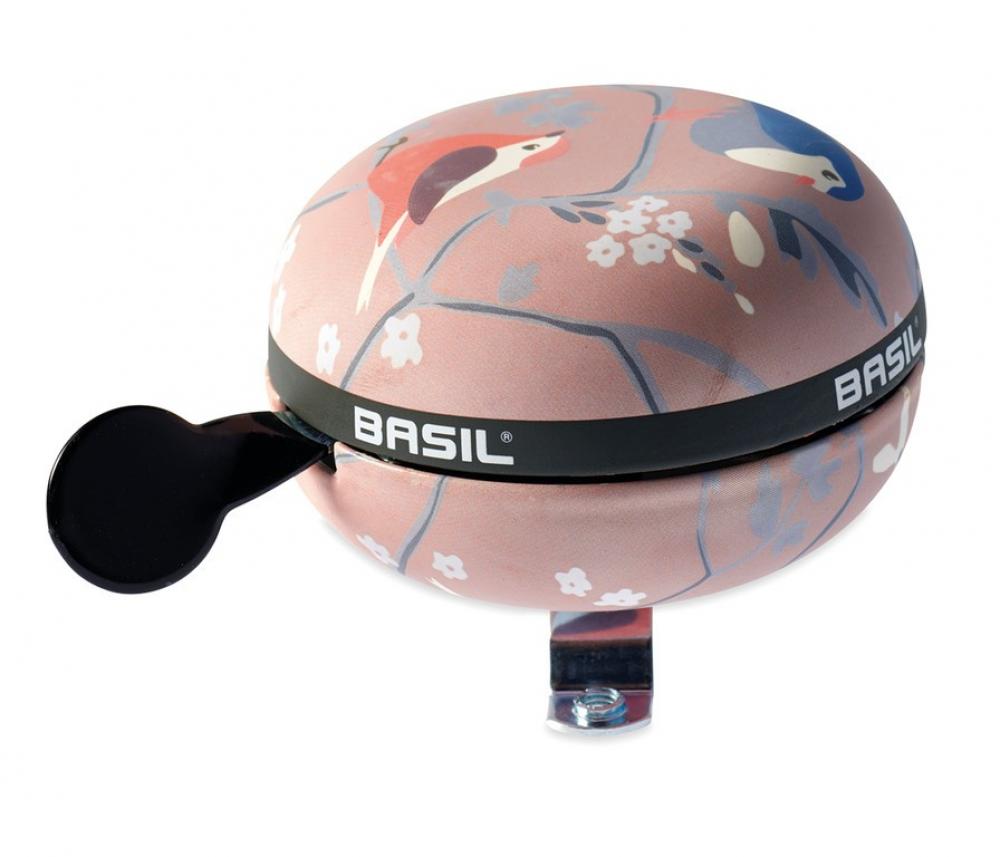 Basil Ding-Dong Klingel Wanderlust pink mit Vögeln & Blüten, Ø 80mm.
