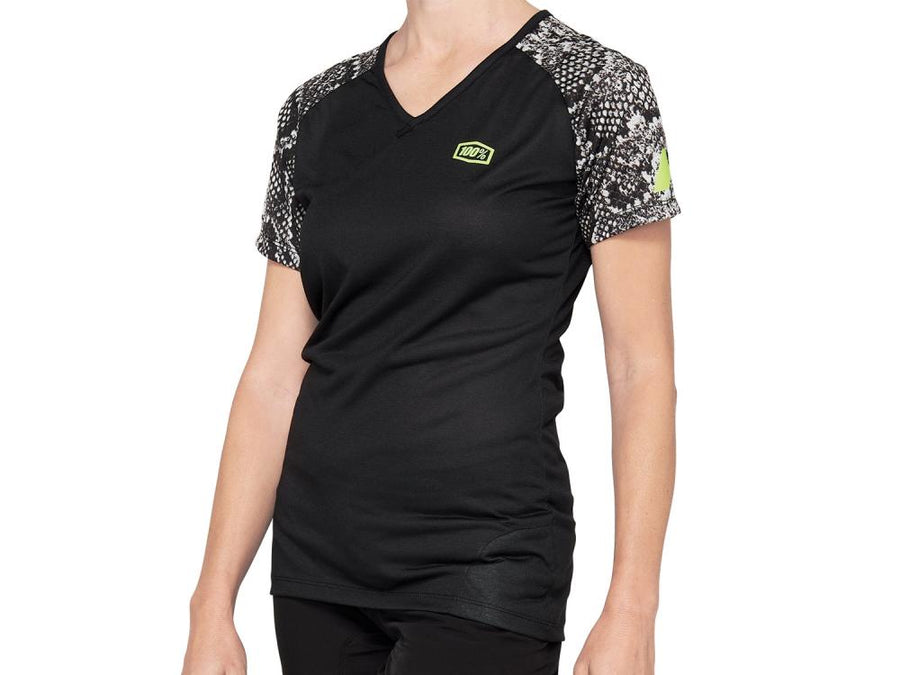 100% Airmatic Womens Jersey (SP21) M Black Python - komfortables MTB-Trikot für Trails