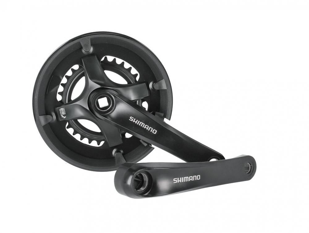 SHIMANO Kurbelgarnitur FC-TY501 schwarz, 7/8-fach, 46-30 Zähne für Fahrräder.