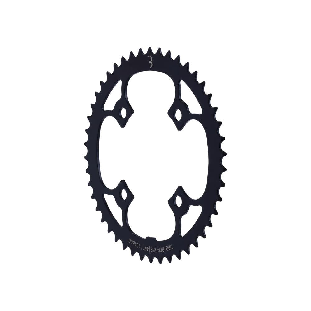 Schwarzes BBB Cycling E-bikeGear Stahl Kettenblatt, 46T, 104 BCD. Robustes E-Bike Kettenblatt.