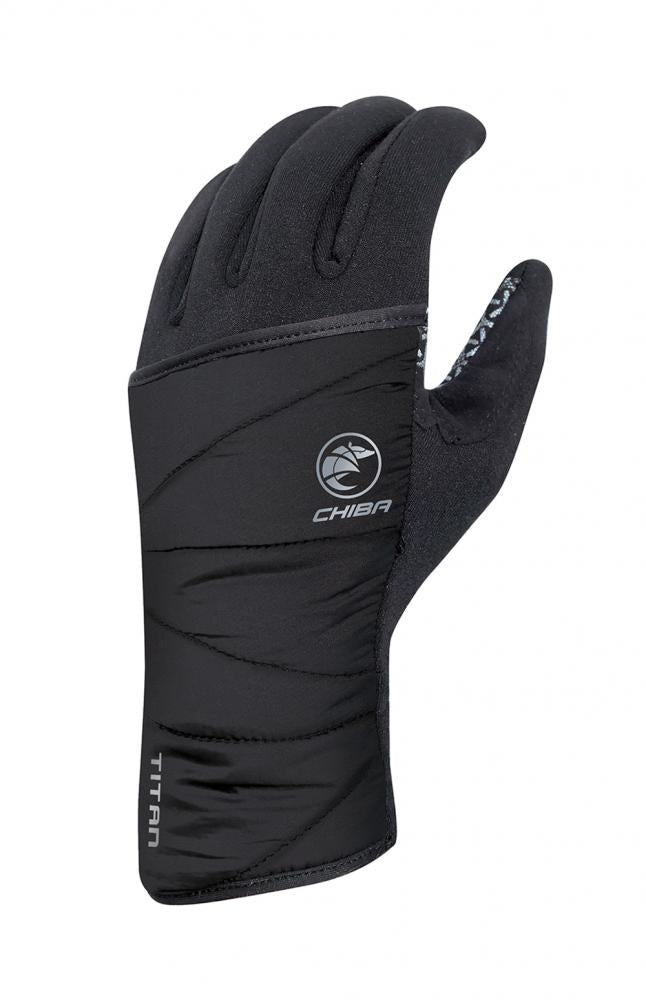 CHIBA Polarfleece Titan - Radhandschuhe schwarz S, winddicht, warm, Touchfunktion