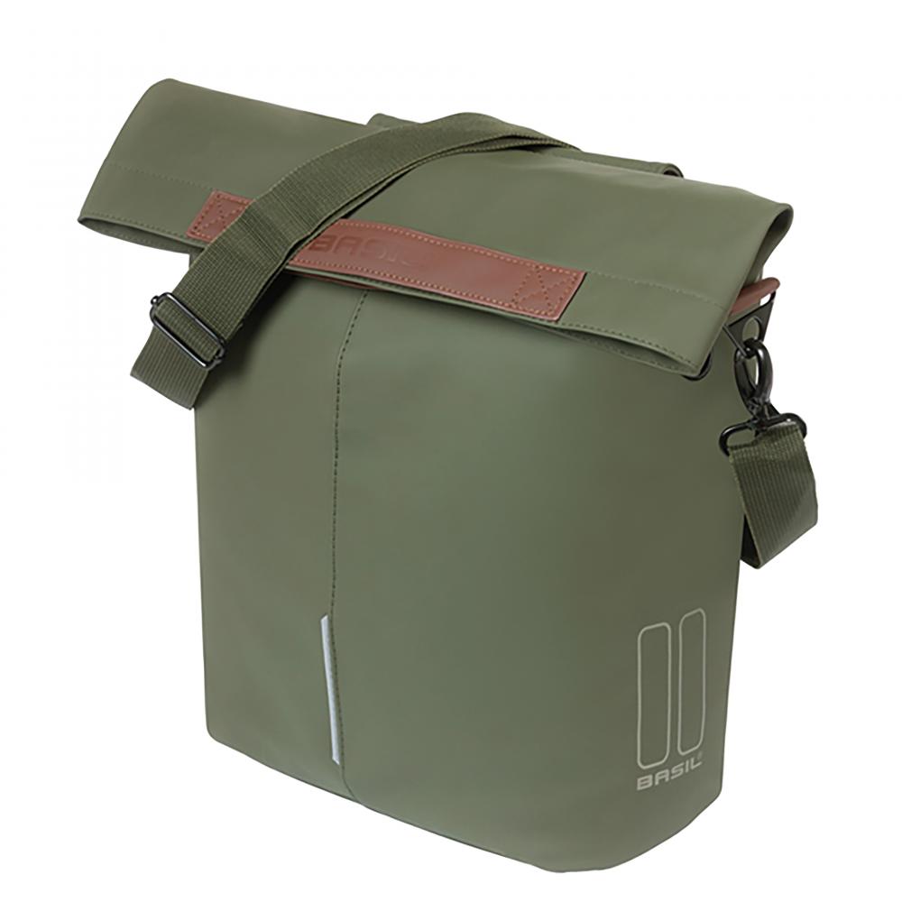 Basil City Fahrradshopper 14-16 Liter - MIK Hooks Einzeltasche mit Magnet-Faltverschluss - Gepäckträgertasche - Fahrradträger