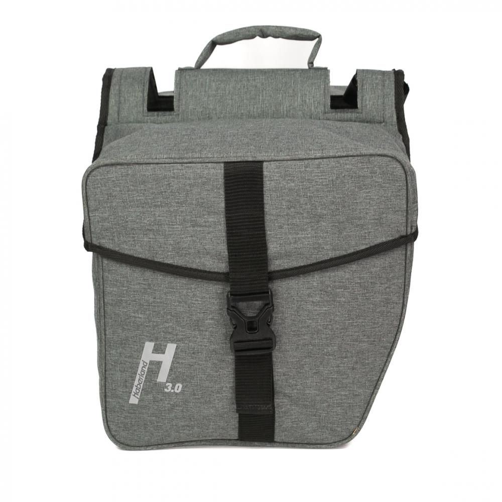 Graue Haberland Doppeltasche 31l Basic L 3.0 Fahrradtasche, flexibel für Alltag und Tour.