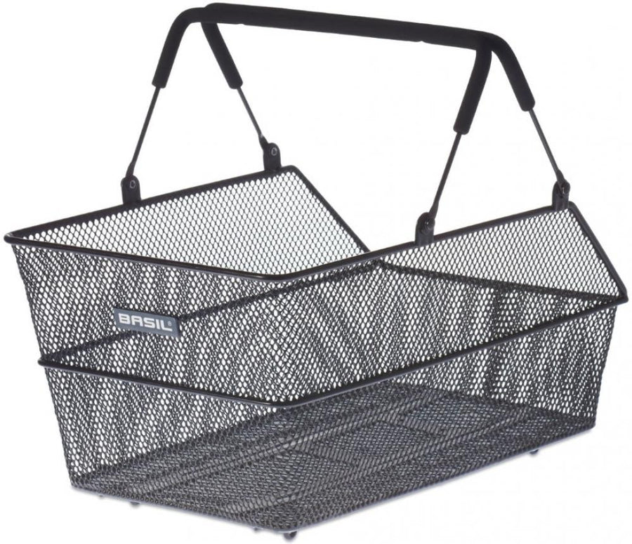Basil Cento Fahrradkorb hinten feinmaschig Stahl schwarz - Maße 31 x 21 x 11 cm Multimount-System abnehmbar für Gepäckträger