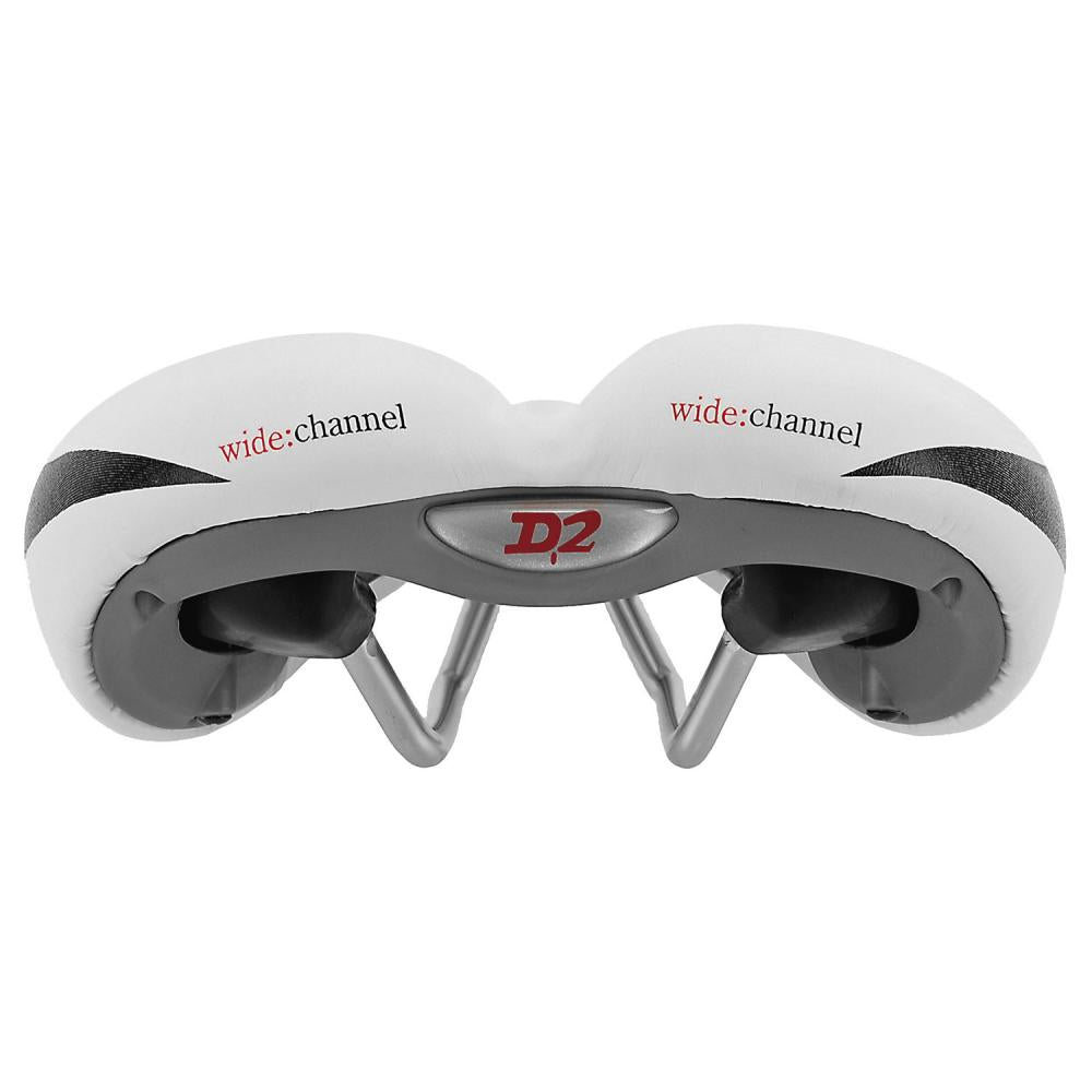 Velo Wide:Channel Damensattel weiß, 250x168 mm, O-Zone Full Cut, D2-Konstruktion, Arc-Tech-Federung.