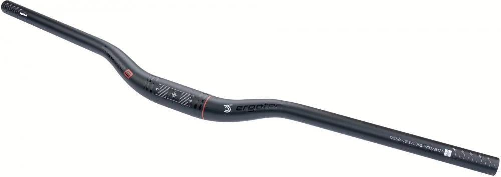 Schwarzer Ergotec Lenker Riser Bar 30, 35.0x780mm, 30mm Rise, 12° Backsweep, Safety Level 6.
