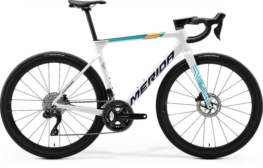 Merida Scultura 6000 Rennrad L Pearl-Blue-Team, Carbonrahmen, Shimano 105 Di2 12-fach, hydraulische Scheibenbremsen, Vision SC30 Carbon Laufräder, ca 8,2 kg