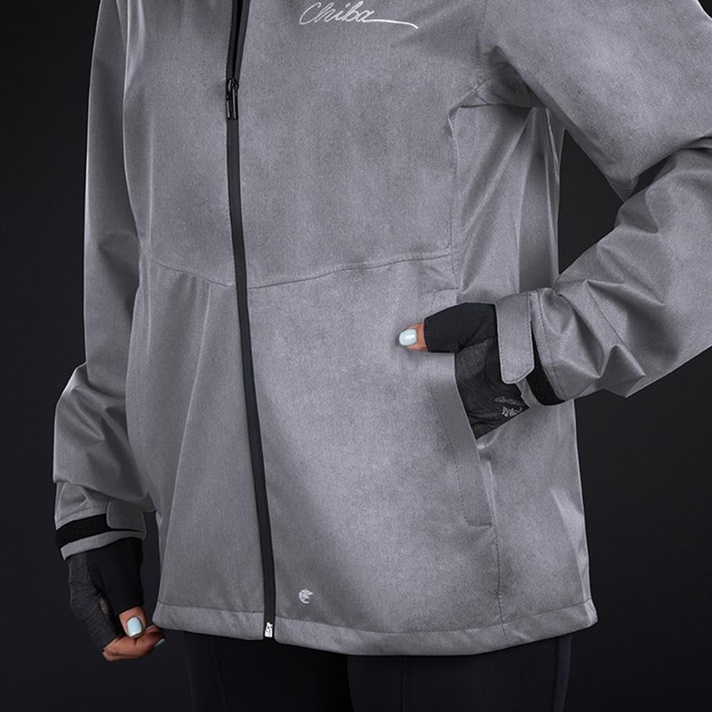 CHIBA Rainjacket Damen - wasserdicht, winddicht, atmungsaktiv, hellgrau, Gr. L