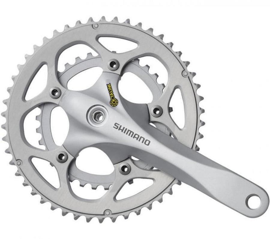 SHIMANO Kurbelgarnitur FC-R345 9-fach 170 mm 50-34 Zähne Silber - Effizienter Antrieb für Rennrad & Fitnessbike
